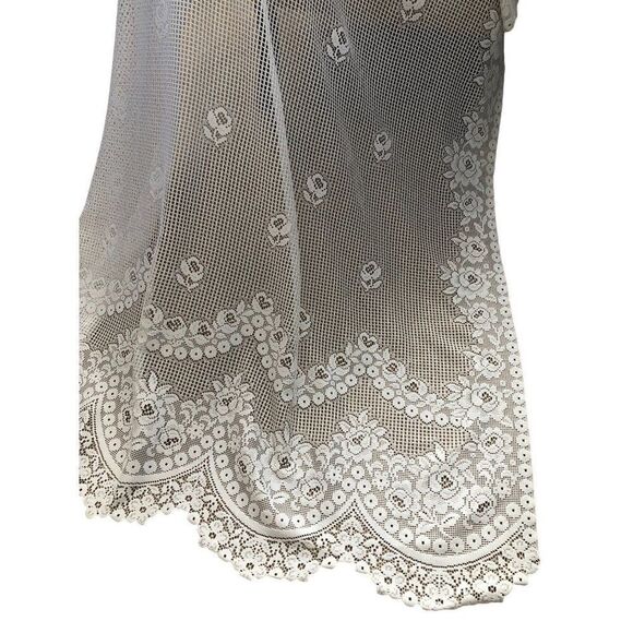 Vintage Lace Window Curtain Panel White Floral Cottage - Picture 6 of 7